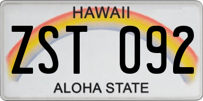 HI license plate ZST092