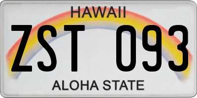 HI license plate ZST093
