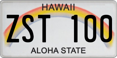 HI license plate ZST100