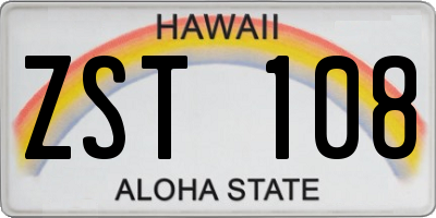 HI license plate ZST108