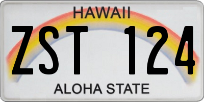 HI license plate ZST124
