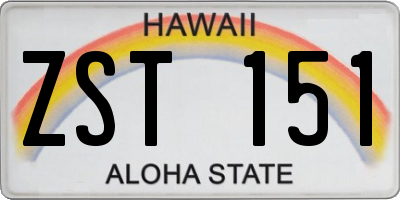HI license plate ZST151