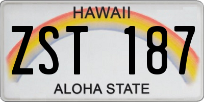HI license plate ZST187