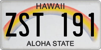HI license plate ZST191