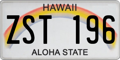 HI license plate ZST196