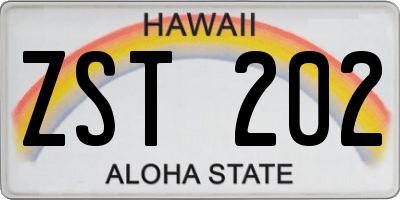 HI license plate ZST202