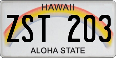 HI license plate ZST203
