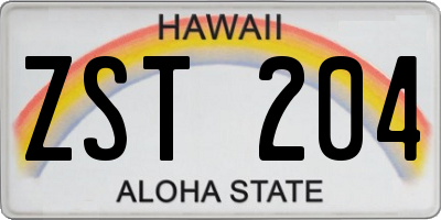 HI license plate ZST204