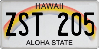 HI license plate ZST205