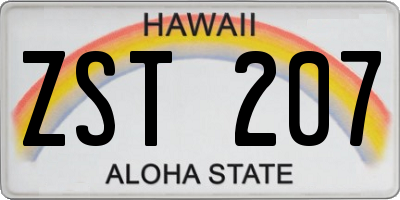 HI license plate ZST207