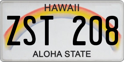 HI license plate ZST208