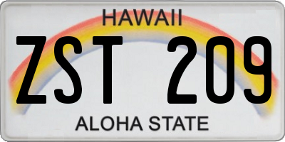 HI license plate ZST209