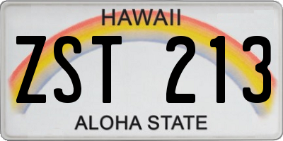 HI license plate ZST213