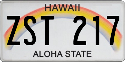 HI license plate ZST217