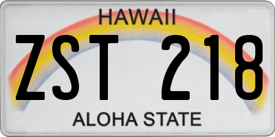 HI license plate ZST218