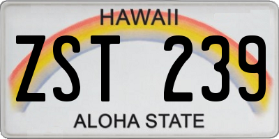 HI license plate ZST239