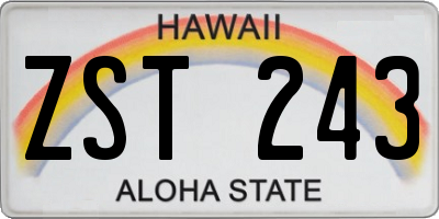 HI license plate ZST243