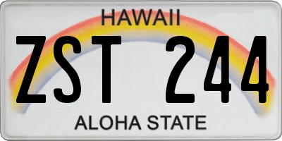 HI license plate ZST244