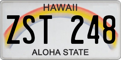 HI license plate ZST248