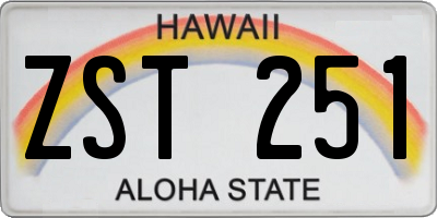 HI license plate ZST251