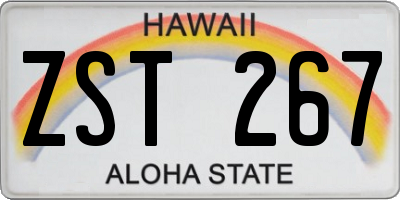 HI license plate ZST267