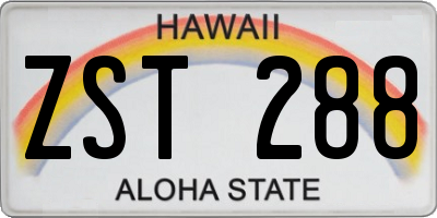 HI license plate ZST288