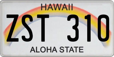 HI license plate ZST310