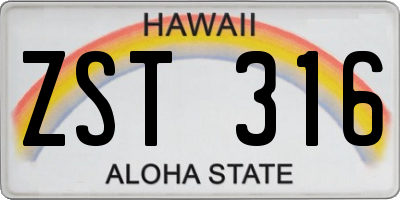 HI license plate ZST316