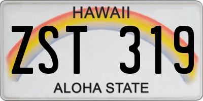 HI license plate ZST319
