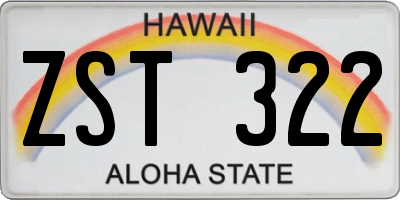 HI license plate ZST322