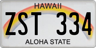 HI license plate ZST334