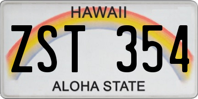 HI license plate ZST354