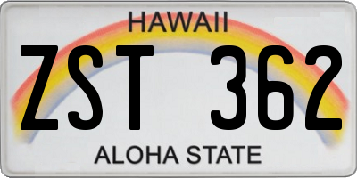 HI license plate ZST362