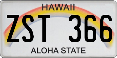 HI license plate ZST366