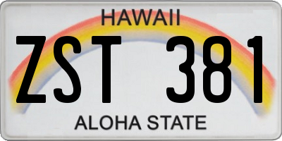 HI license plate ZST381
