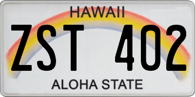 HI license plate ZST402