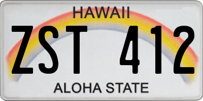 HI license plate ZST412