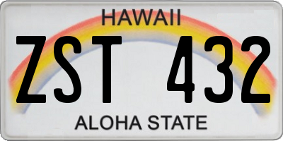 HI license plate ZST432