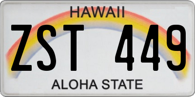 HI license plate ZST449