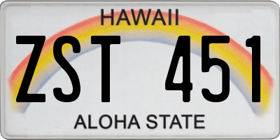 HI license plate ZST451