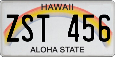 HI license plate ZST456