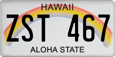 HI license plate ZST467