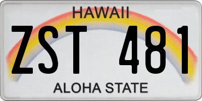 HI license plate ZST481