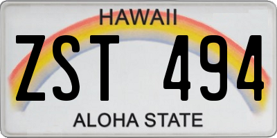 HI license plate ZST494