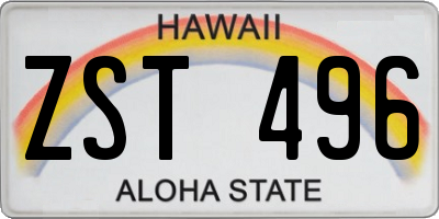 HI license plate ZST496