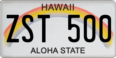 HI license plate ZST500