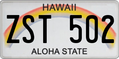 HI license plate ZST502
