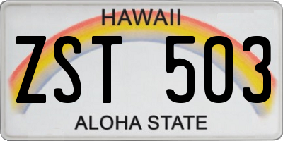 HI license plate ZST503