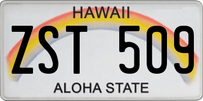 HI license plate ZST509