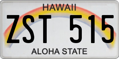 HI license plate ZST515